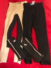 2x Reithose, Hosen HKM Besatz reiten, schwarz, beige  34 XS + Gamaschen Damen