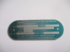 Nameplate Westfalia Werke
