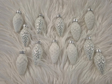 Zapfen Christbaumkugeln Christbaumschmuck Weihnachtsdeko Inge Glas weiß frost