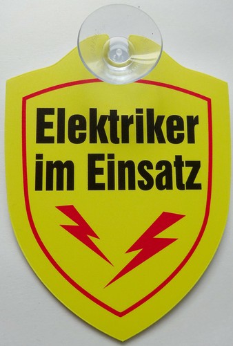 Schild mit saugnapf elektriker - mit,
