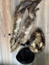 Nerz Stola Schal Kragen mit 2 Mützen 