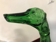 seltener Empoli XXL grüne ital. Glaskunst Karaffe Windhund Dekanter Flasche RAR