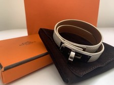 HERMÉS Kelly Double Tour Armband Weiß Silber Gr. M VINTAGE