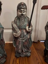Große Figuren Fu, Lu und Shou Feng Shui Holz Figuren Set aus China