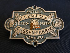 altes Firmen-Schild H.C.E. EGGERS & Co. - CASSEN-FABRIK HAMBURG / D.R.P.