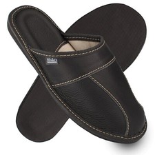 Herren Leder Hausschuhe schwarz Pantoffel Slip-On Gr. 40-50 filsko Trakai