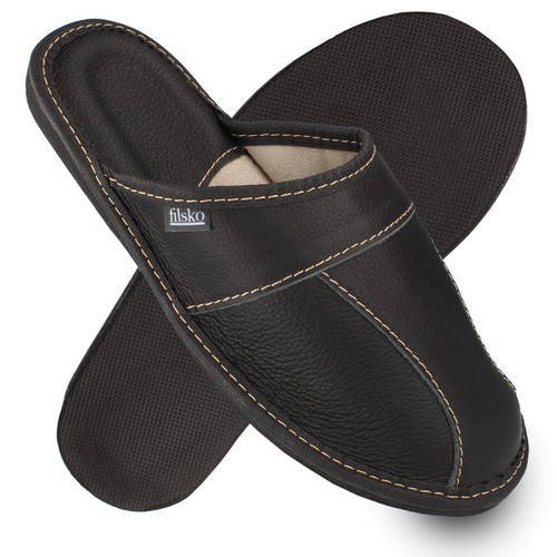 Herren leder hausschuhe - leder,