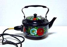 Vintage UdSSR elektrisch Wasserkocher - Emaille handbemalt - Zhostovo