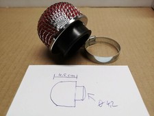 Luftfilter Rennluftfilter Chrom+Rot Vergaseranschluss 42 mm Neu (14)