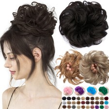 100% Wie Echthaar Dutt Haargummi Extensions Haarteil Messy Bun Haarknoten Lockig