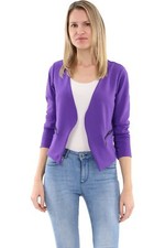 Damen Blazer kragenlos Sakko Basic Kurzjacke Jacket Zipper 6040