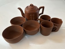 Yixing Vintage Tee Set Alt China Top Erhalten Ton Echt Kanne