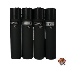 Clipper soft schwarz Reibradfeuerzeuge, 4 Stück