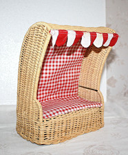 Strandkorb rot weiß, 26 cm h