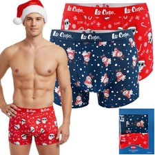 Lee Cooper Herren 2er lustige Boxershorts zu Weihnachten & Nikolaus als Gesc