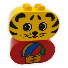 Lego Duplo Tiger Clown Bau Stein 2x4x2 Abgerundet Gelb Rot Bedruckt 4198pb06