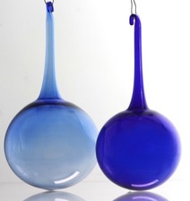 ALter Christbaumschmuck 2x GLAS BAUMKUGEL Lauscha GLASKUGEL blau mundgeblasen