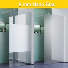 Walk In Duschwand 8mm Nano ESG Duschabtrennung Duschkabine Dusche Klar/Milchglas