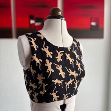 ღ Crop Top schwarz Salamander Gr. S/M elegant gesmokt Träger Hingucker