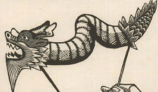 1983 Holzschnitt - Chinesische Drachenpuppe