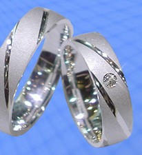 2 Ringe Trauringe , Eheringe DR. mit echtem  DIAMANT , Silber 925 , J64-1 