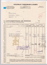 Rechnung Stephan Niderehe & Sohn Marburg a.d. Lahn 1937 Rauchtabak Kautabak