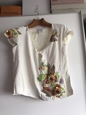 Chloe Damen Bluse Neuwertig Gr 38 Seide Triacetate Mix Floral Bestrickt Creme Fr