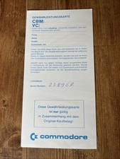 ORIGINAL COMMODORE C64 VIC20 CBM  Warranty card / Gewährleistungskarte