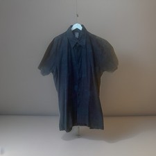 SMOG Herren Oberhemd M 39/40  KURZARM  schwarz mit Schriftzeichen gebraucht gut 