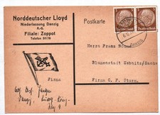Postkarte Zoppot Danzig Norddeutscher Lloyd 1939 Reklame