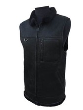 Leder Lammfellweste Lederweste Schaffell Fellweste Lammfell Jägerweste schwarz