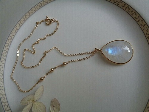 Gold kette mondstein - kette, 14k