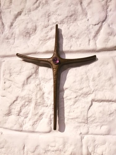 Bronzekreuz mit amethyst - amethyst,, 70er