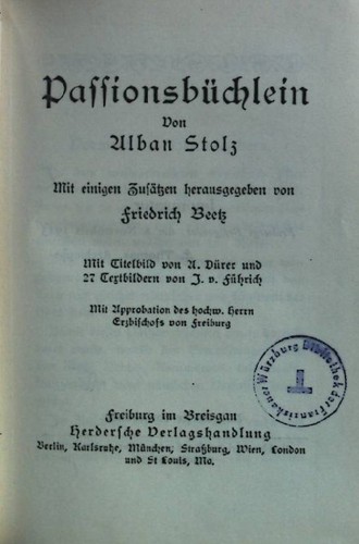 Passionsbüchlein stolz - passionsbüchlein.,