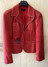 Aust Damen Leder Jacke Gr.36 Biker Vintage Kurz Rot Freizeit