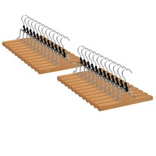 VonBueren 24x Hosenbügel Klemmbügel | Hosenspanner aus Holz | Kleiderbügel für H