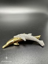 Swarovski Delphin Brosche Vintage – Kristall – Höhe 2,4 cm – Breite 5,9 cm