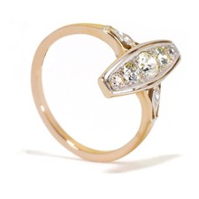 Vintage Ring 585er Gelbgold 14K ,7 Diamanten Rosenschliff 0,58ct Gr. 53 Unikat