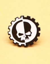 Pin Totenkopf Zahnrad aus Metall für Biker Kutte Motorrad MC Retro Vintage
