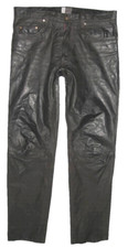 " HENRY MORELL " Herren- LEDERJEANS Nubuk- Lederhose schwarz-braun ca. W36"/L34"