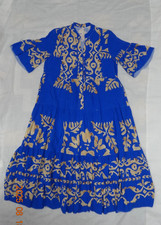 Gemustertes Sommerkleid, Tunika, 42-44, L, royal blau beige, Viskose