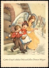 SCHUTZENGEL: Gottes Engel schütze Dich * Künstler-AK MARGRET SAVELSBERG um 1960
