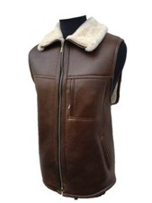 Leder Lammfellweste Lederweste Schaffell Fellweste Lammfell Jägerweste braun