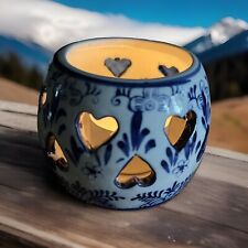 12 schöne Windlichter, Delft  Blau, Durchbruch Herzen, Porz., Romantisch Event