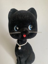 Vintage Alte Spardose Wackelkopf schwarz Katze Kater Figur 70er Jahre midcentury