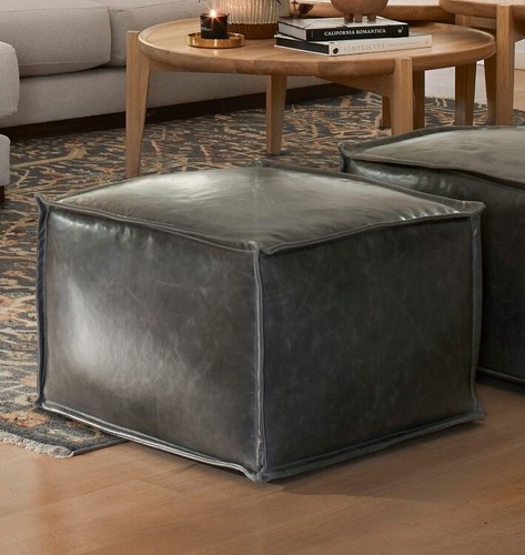 Handgefertigter leder pouf mit - handgefertigter,