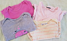 4er Set Bodys Babykleidung Mädchen mit 2x Lang + 2x Kurz Arm 74/80