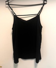 Sexy Schwarzes Top Elegant Basic Trägertop V-Ausschnitt 38/40 Neu