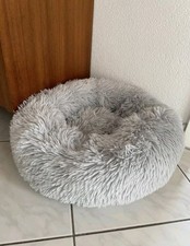 Hundebett Rund Hundekissen Katzenbett Donut Katzenkissen hellgrau 50 cm