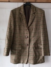 AIGNER - Damen Blazer Jacke Gr. 42/44, Wolle/Seidenmischung, rostbraun Kariert